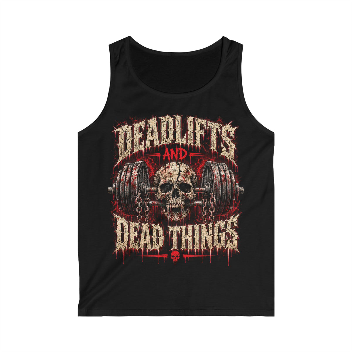 Deadlifts and Dead Things Tank Top | Halloween Gym Shirt | Vintage Weightlifting Tank | Skull Barbell Workout Shirt | Gym Gift for Men