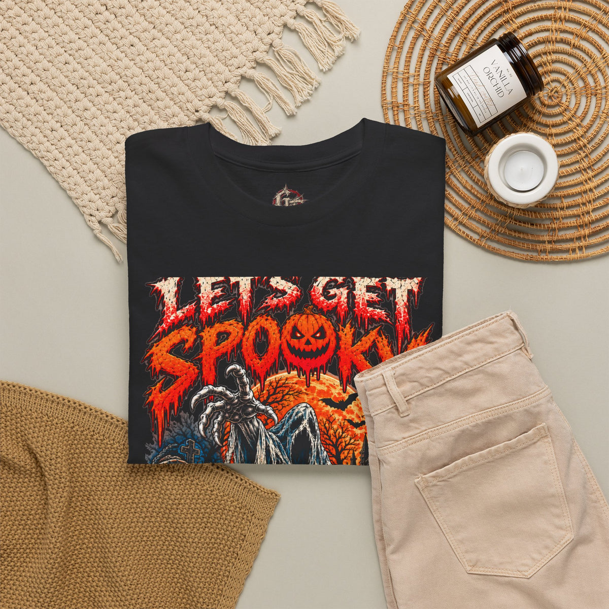 Let’s Get Spooky Halloween Shirt | Raise Hell Raise the Dead Horror Tee | Gothic Halloween Graphic Shirt | Grind & Thread Co.