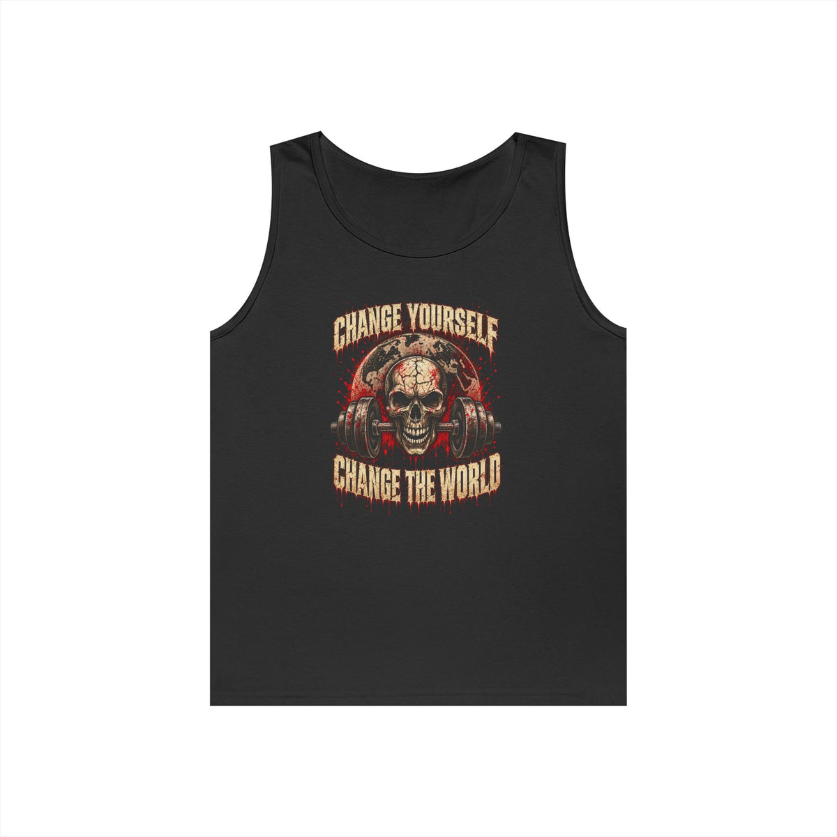 Change Yourself Change the World Gym Tank | Skull Weightlifting Tank | Deadlifts and Dead Things | Bodybuilding Tank | Gym Tank Top