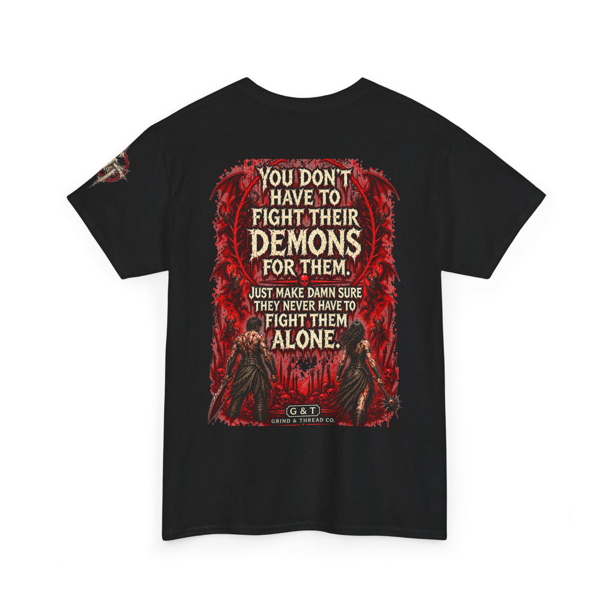 Battle Your Demons Shirt, And Hers Graphic Tee, Gothic Gym Shirt, Dark Relationship Shirt, Horror Fitness T-Shirt