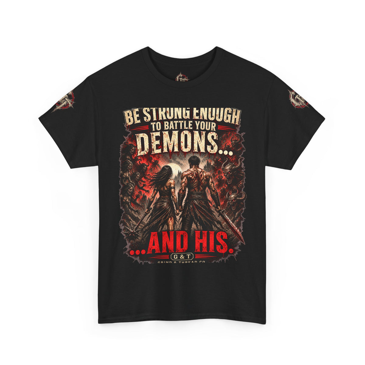 Battle Your Demons Shirt, And His Graphic Tee, Gothic Workout Shirt, Dark Couples Tee, Horror Gym T-Shirt