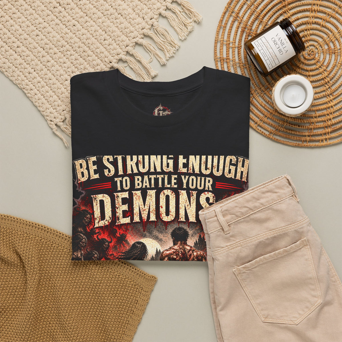 Battle Your Demons Shirt, And His Graphic Tee, Gothic Workout Shirt, Dark Couples Tee, Horror Gym T-Shirt