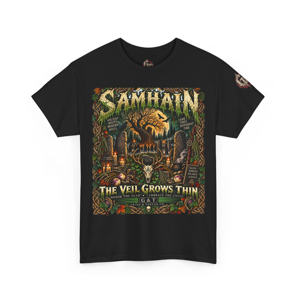 Samhain Shirt | The Veil Grows Thin T-Shirt | Pagan Halloween Tee | Celtic Witchy Shirt | Gothic Occult Apparel | Grind & Thread Co.