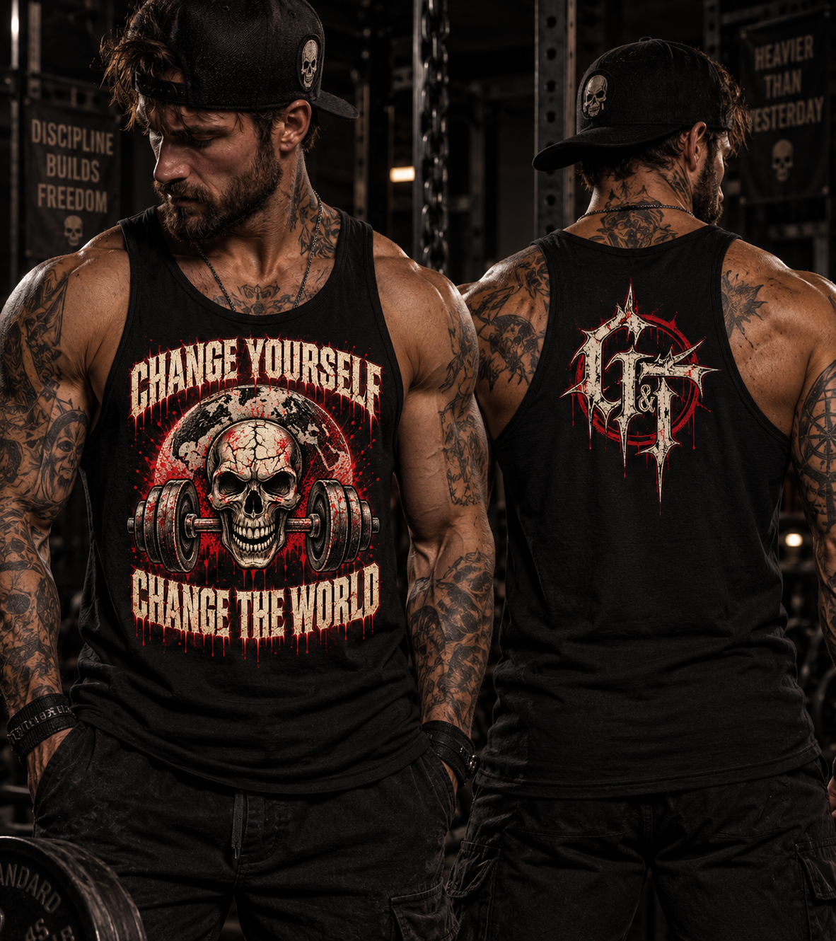 Change Yourself Change the World Gym Tank | Skull Weightlifting Tank | Deadlifts and Dead Things | Bodybuilding Tank | Gym Tank Top