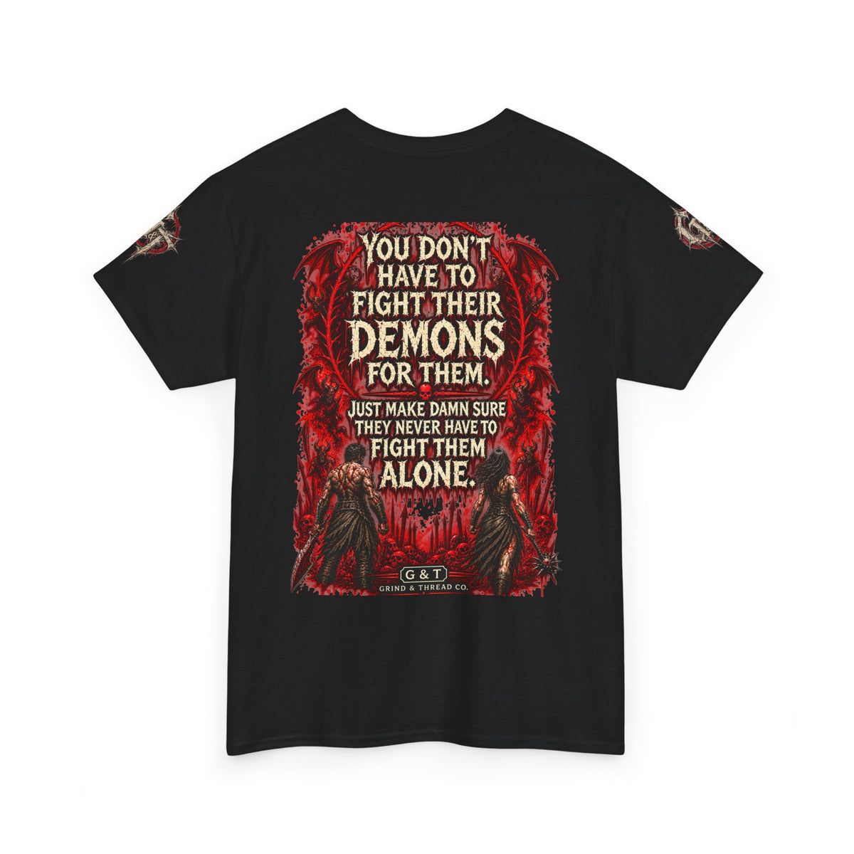 Battle Your Demons Shirt, And His Graphic Tee, Gothic Workout Shirt, Dark Couples Tee, Horror Gym T-Shirt