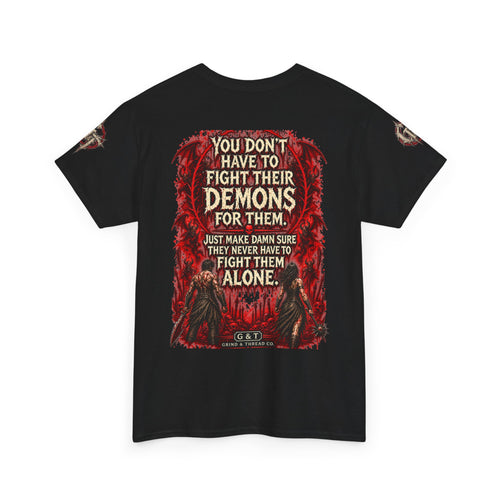 Battle Your Demons Shirt, And His Graphic Tee, Gothic Workout Shirt, Dark Couples Tee, Horror Gym T-Shirt