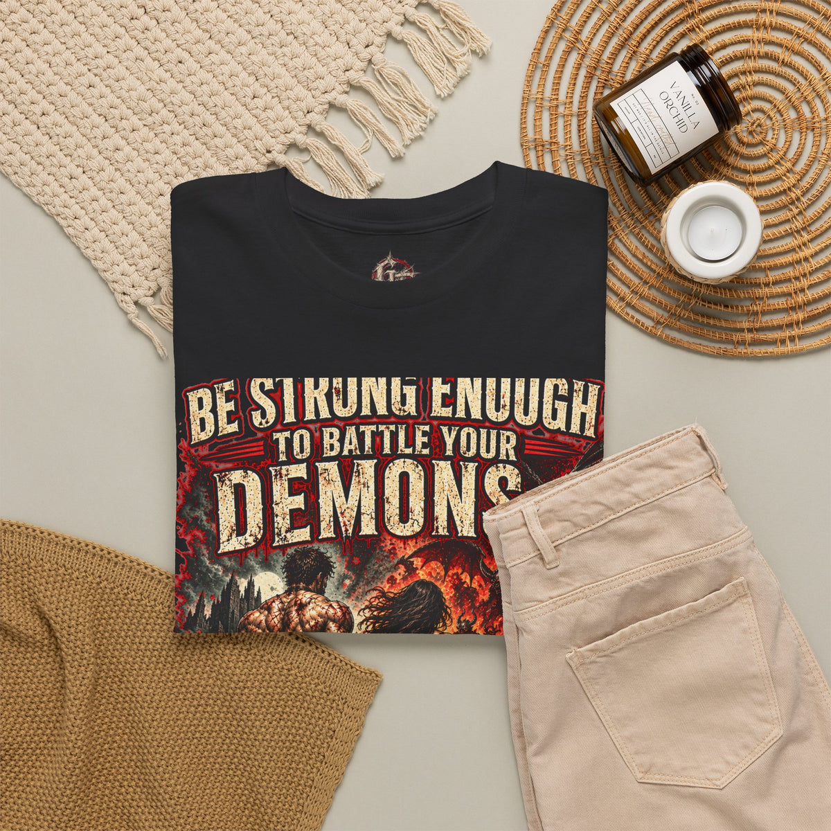 Battle Your Demons Shirt, And Hers Graphic Tee, Gothic Gym Shirt, Dark Relationship Shirt, Horror Fitness T-Shirt
