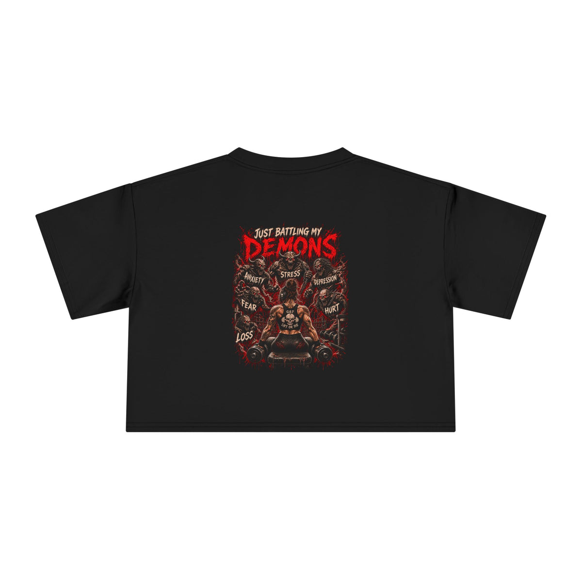 Just Battling My Demons Women's Crop Tee | Gothic Gym Shirt | Grind & Thread Co.