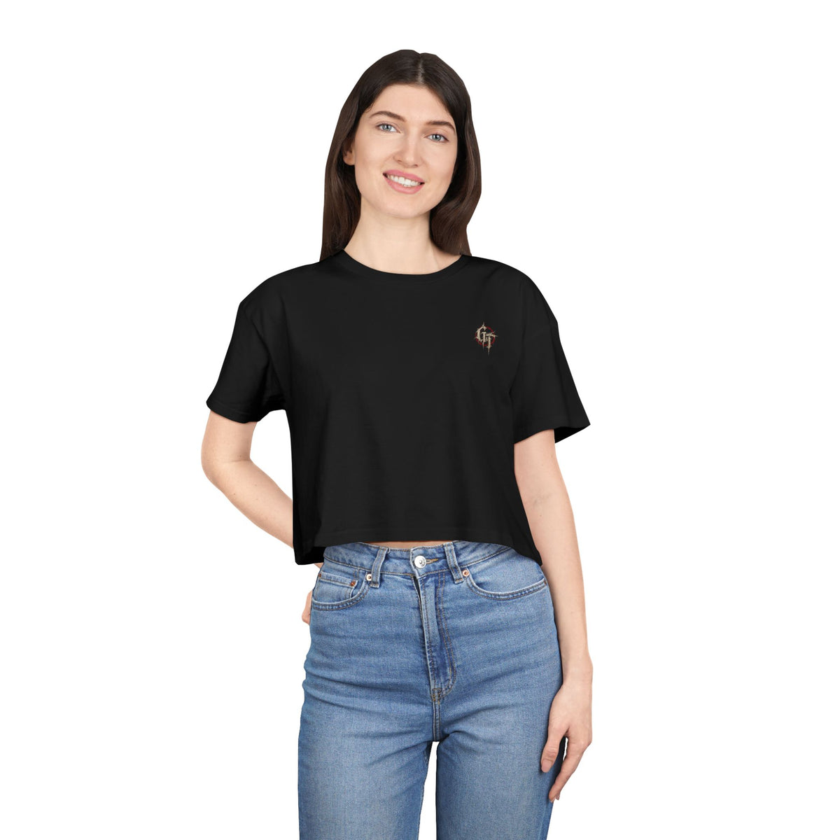 Just Battling My Demons Women's Crop Tee | Gothic Gym Shirt | Grind & Thread Co.